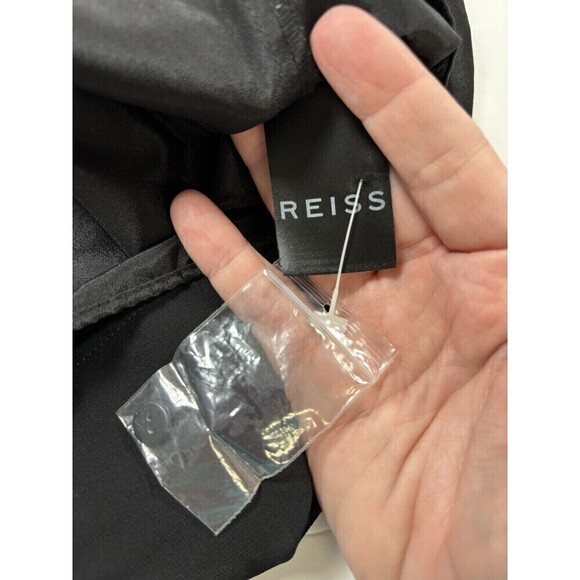 Reiss Callista Mini Dress Black 6 Lace Sleeves Sheer Lined - Picture 5 of 7